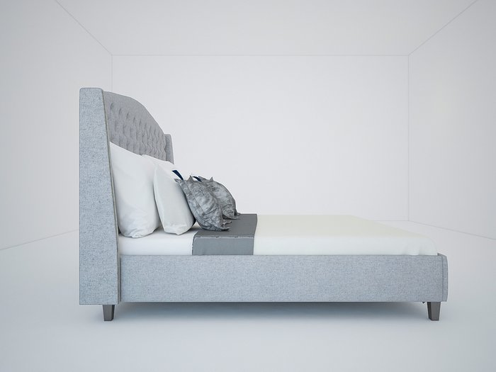 Кровать Diaz с обивкой из ткани светло-серого цвета 160х200  - купить Кровати для спальни по цене 102000.0