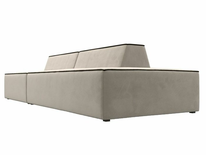 Прямой модульный диван Монс Модерн бежевого цвета с коричневым кантом правый - лучшие Прямые диваны в INMYROOM