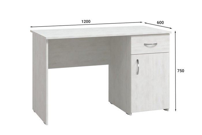 Стол письменный с тумбой и ящиком серо-белого цвета - купить Письменные столы по цене 9191.0