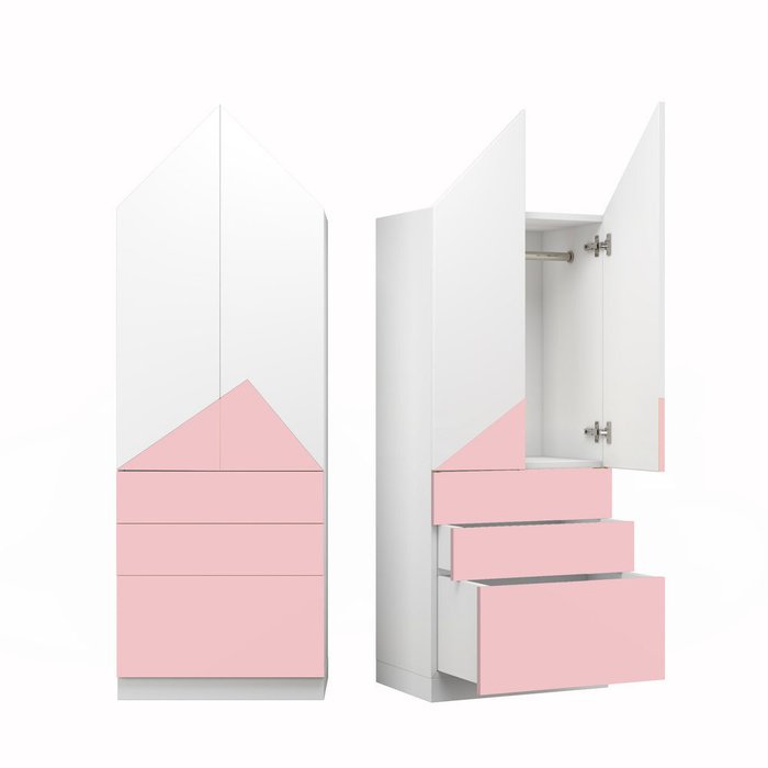 Шкаф Альпы розово-белого цвета с тремя ящиками