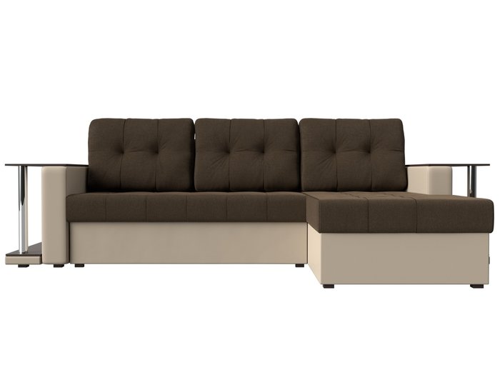Угловой диван-кровать Даллас коричневого цвета (ткань\экокожа) - купить Угловые диваны по цене 40590.0