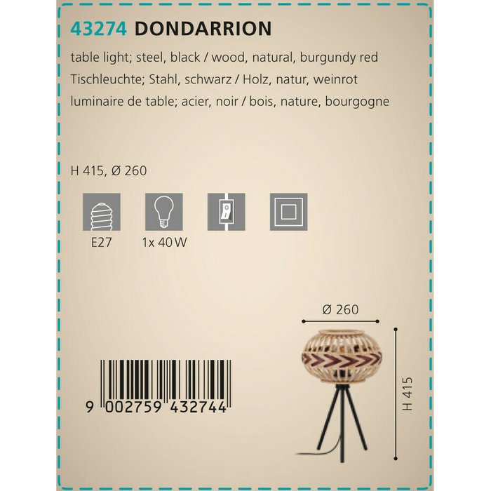 Лампа настольная Eglo Dondarrion 43274 - купить Настольные лампы по цене 5490.0