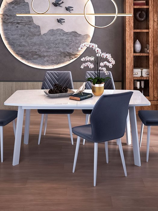 Раздвижной обеденный стол AA140 с керамической столишницей белого цвета  - купить Обеденные столы по цене 42250