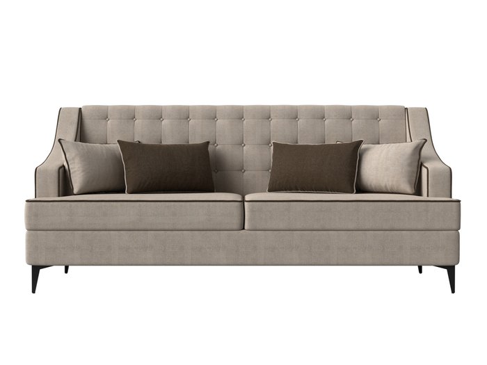 Прямой диван Марк бежевого цвета с коричневым кантом - купить Прямые диваны по цене 45999.0