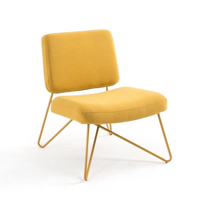 Кресло в винтажном стиле Koper желто-соломенного цвета