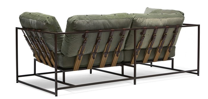 Двухместный диван Милитари с парусиновой обивкой - лучшие Прямые диваны в INMYROOM