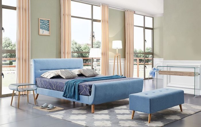 Кровать Borneo 160х200 синего цвета - лучшие Кровати для спальни в INMYROOM