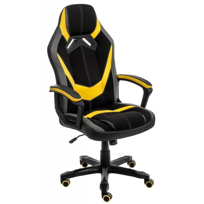 Компьютерное кресло Bens черное-серо-желтого цвета