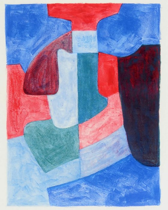 Интерьерное жикле Bleue, verte et rouge 50х70 в раме черного цвета  - лучшие Картины в INMYROOM