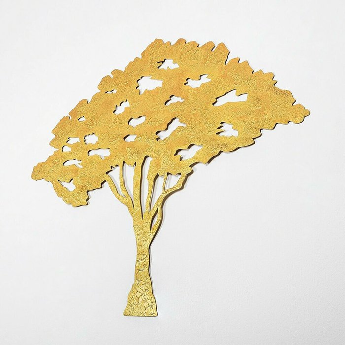 Настенный декор ручной работы Дерево 46х105 из металла золотого цвета - купить Декор стен по цене 12637.0