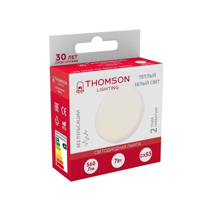 Лампа светодиодная Thomson GX53 7W 3000K таблетка матовая TH-B4003 - купить Лампочки по цене 181.0