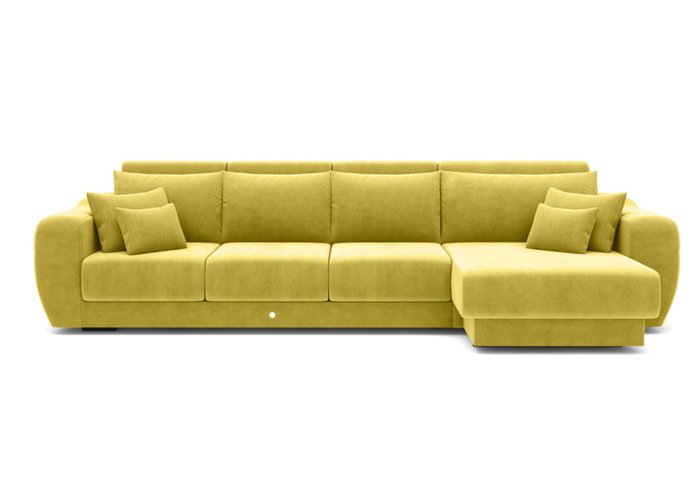 Угловой диван-кровать желто-бежевого цвета 