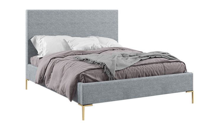 Кровать мягкая Чарли 140х200 светло-серого цвета
