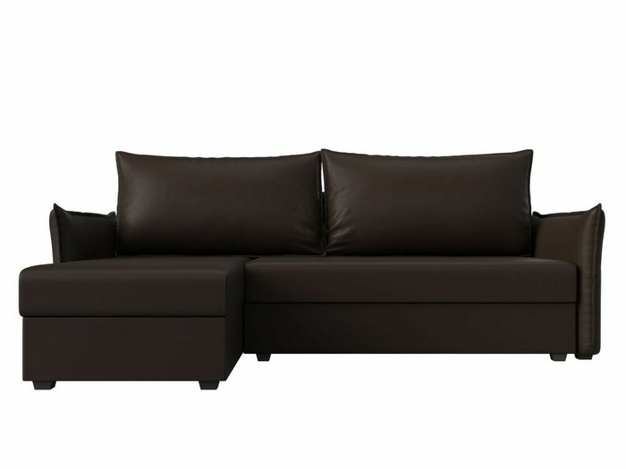Угловой диван-кровать Лига 004 темно-коричневого цвета угол левый (экокожа) - купить Угловые диваны по цене 33999.0