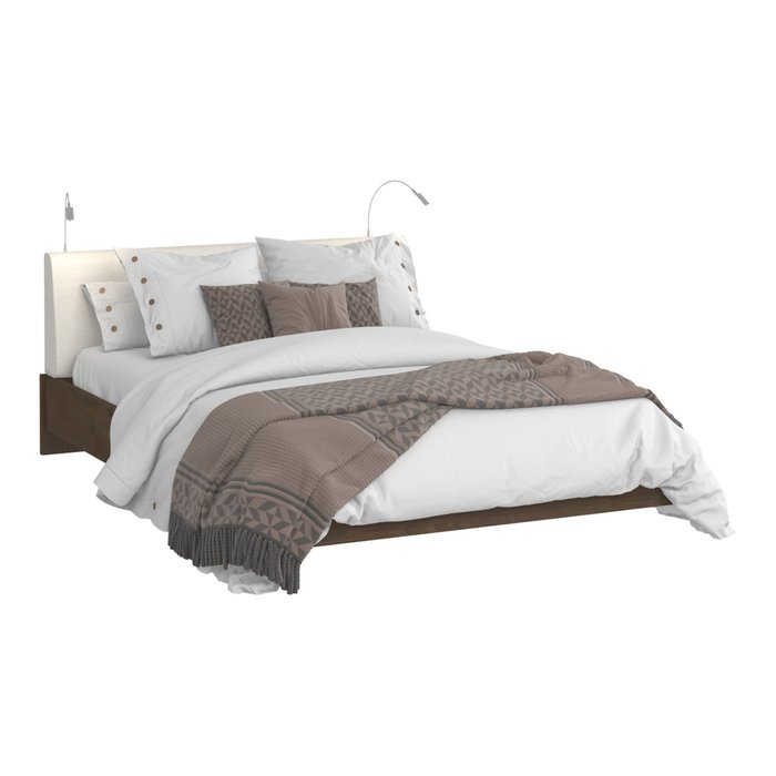 Кровать Сиена 160х200 с белым изголовьем и двумя светильниками  - лучшие Кровати для спальни в INMYROOM