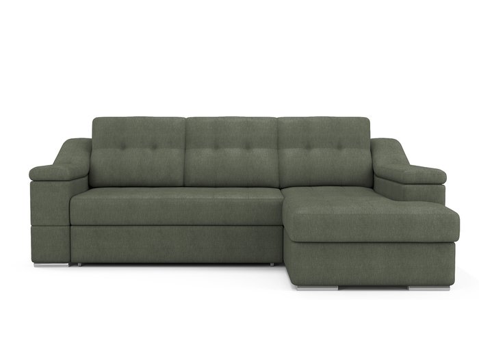 Угловой раскладной диван Liverpool правый темно-зеленого цвета