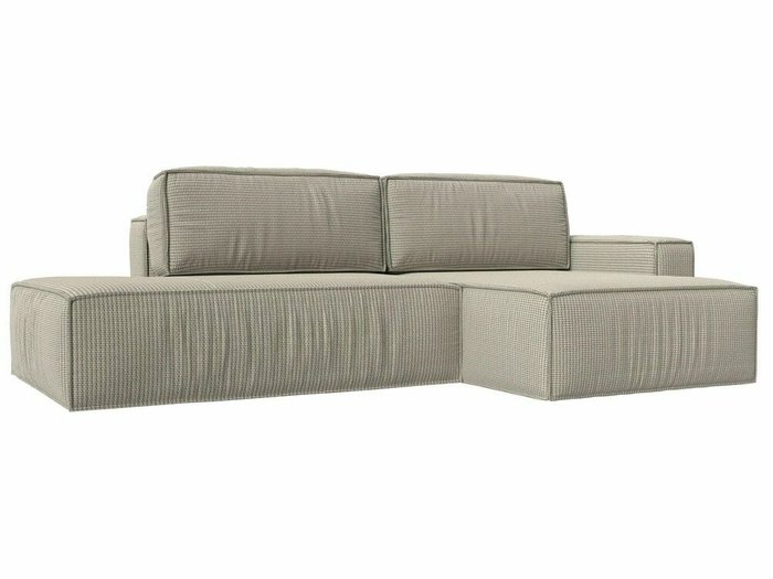 Угловой диван-кровать Прага модерн серо-бежевого цвета правый угол