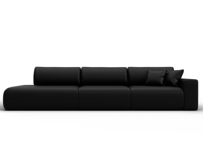 Диван-кровать Лига 036 Модерн Лонг черного цвета с правым подлокотником (экокожа) - купить Прямые диваны по цене 131990