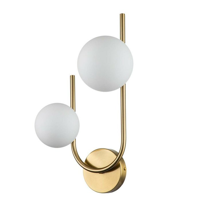 Бра Sphere 642/2A Brass (стекло, цвет белый) - купить Бра и настенные светильники по цене 5400.0 Бра Sphere 642/2A Brass (стекло, цвет белый) - купить Бра и настенные светильники по цене 5400.0