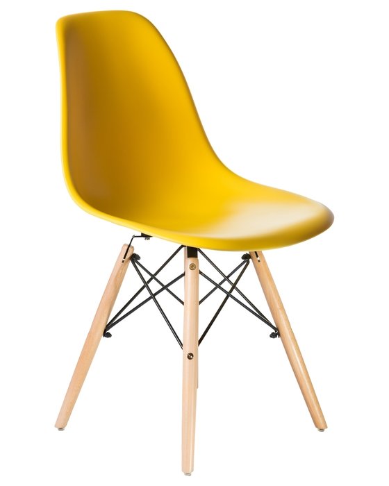 Стул обеденный желтого цвета на деревянных ножках - купить Обеденные стулья по цене 2020.0
