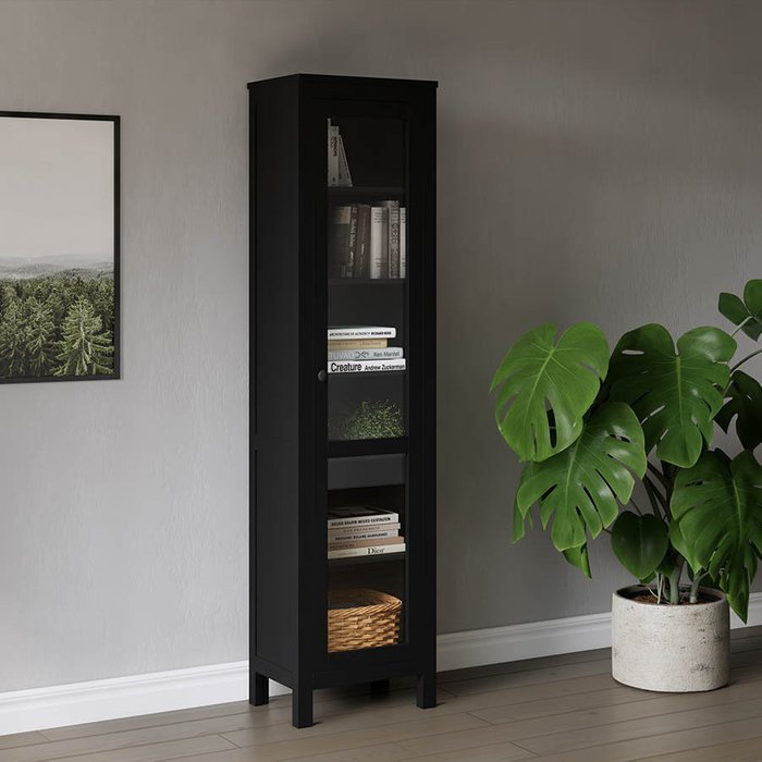 Книжный шкаф Кымор черного цвета - лучшие Книжные шкафы в INMYROOM