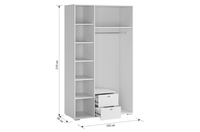 Шкаф Гламур белого цвета с двумя ящиками - купить Детские шкафы по цене 30101.0