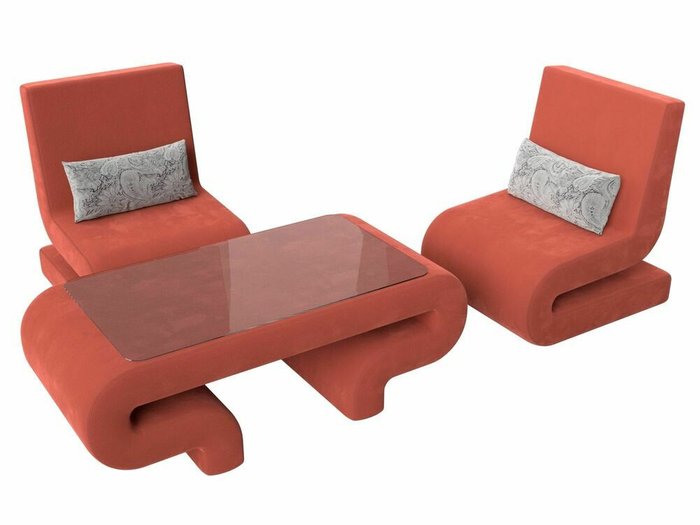 Набор мягкой мебели Волна 3 кораллового цвета - лучшие Комплекты мягкой мебели в INMYROOM