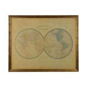 Декор на стену карта Royal Gold Framed Hemisphere World Map