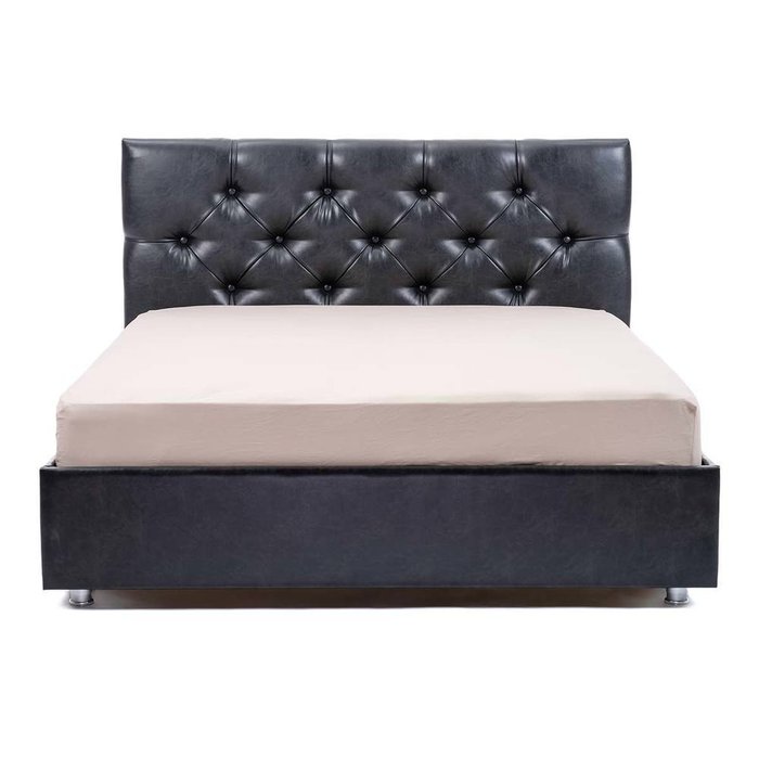 Кровать Монблан с подъемным механизмом из черной экокожи 160х200 - купить Кровати для спальни по цене 26990.0