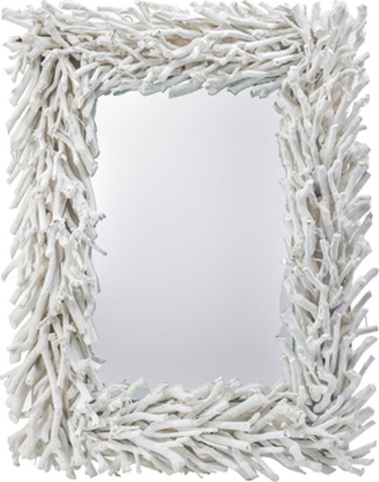 Зеркало настенное с рамой из ротанга белого цвета - купить Настенные зеркала по цене 20460.0