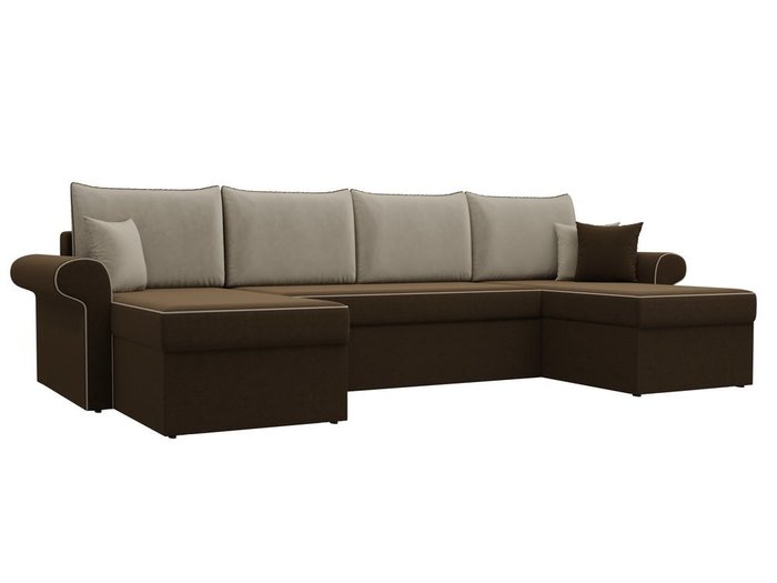 Угловой диван-кровать Милфорд бежево-коричневого цвета