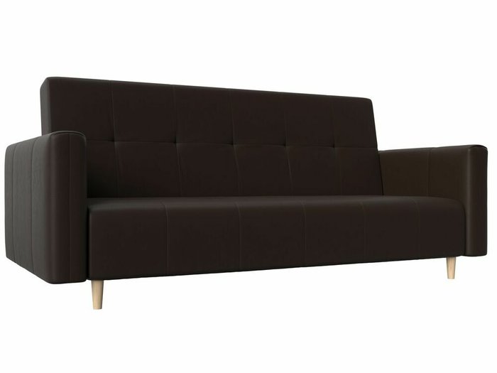 Прямой диван-кровать Вест коричневого цвета (экокожа)