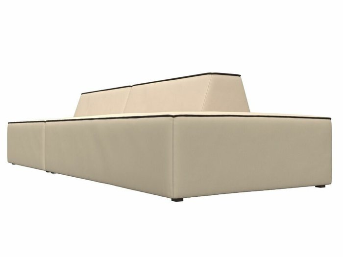 Прямой модульный диван Монс Модерн бежевого цвета с коричневым кантом (экокожа) правый - лучшие Прямые диваны в INMYROOM