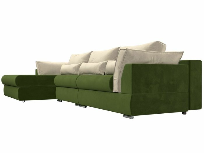 Угловой диван-кровать Пекин Long бежево-зеленого цвета угол левый - лучшие Угловые диваны в INMYROOM