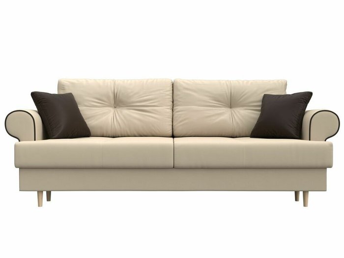 Прямой диван-кровать Сплин бежевого цвета (экокожа) - купить Прямые диваны по цене 44999.0
