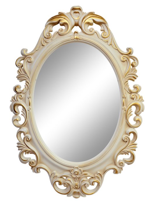Настенное зеркало Лока Слоновая кость золото патина