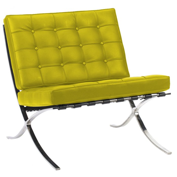 Кресло Barcelona Chair лимонного цвета