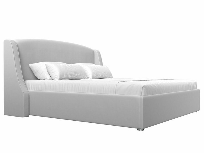 Кровать Лотос 180х200 белого цвета с подъемным механизмом (экокожа) - лучшие Кровати для спальни в INMYROOM