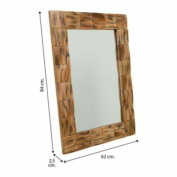 Настенное зеркало Натуральный 84 x 2 x 62 cm Прямоугольный - купить Настенные зеркала по цене 18727.0