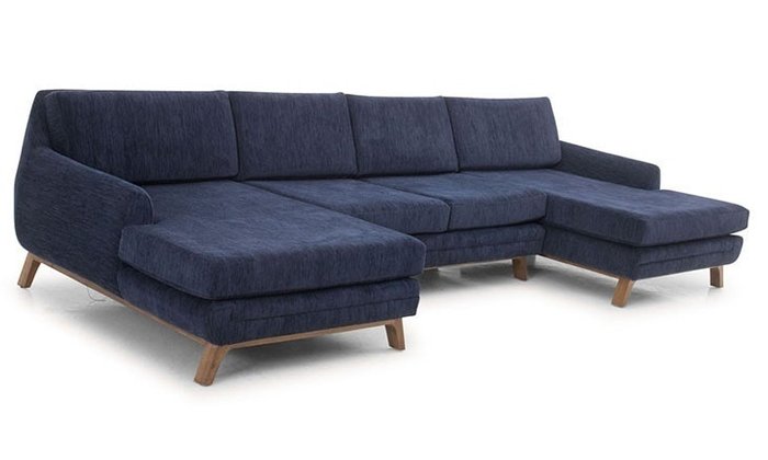 Модульный угловой п-образный диван синего цвета - купить Угловые диваны по цене 189900.0