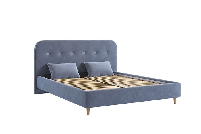 Кровать Лео 160х200 синего цвета без подъемного механизма - купить Кровати для спальни по цене 24790.0