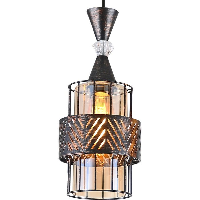 Подвесной светильник 03116-0.9-03 BK+PATINA GOLD (стекло, цвет прозрачный) - купить Подвесные светильники по цене 5860.0