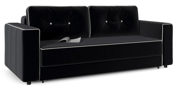 Диван-кровать прямой Принстон (Менли) 04 кабрио черного цвета