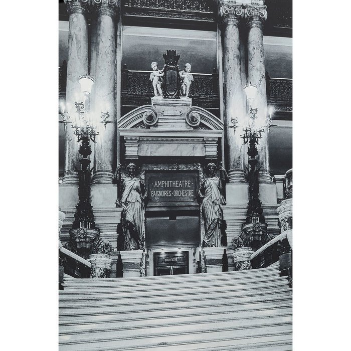 Картина Old Grand Hall 120х180 черно-белого цвета - купить Принты по цене 110950.0