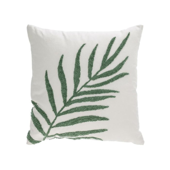 Чехол для подушки Amorela с вышитым зеленым листом 45x45