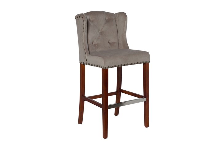 Барный стул из велюра на деревянных ножках - купить Барные стулья по цене 27400.0