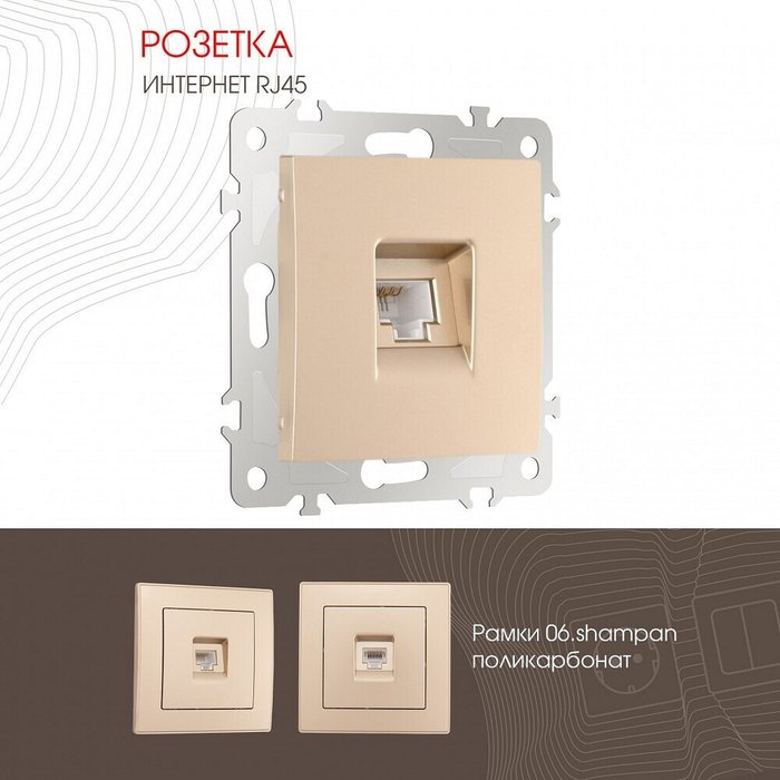 Розетка Ethernet RJ-45 без рамки 206.45-1.shampan - лучшие Розетки в INMYROOM