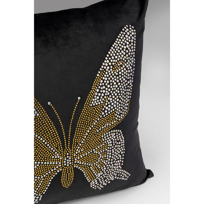 Подушка Butterfly черного цвета - лучшие Декоративные подушки в INMYROOM
