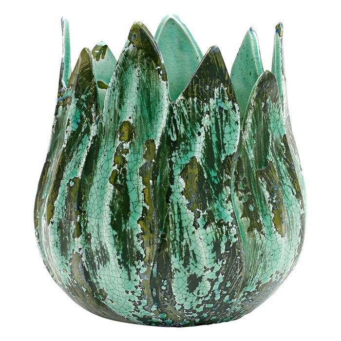 Керамическая ваза Leave зеленого цвета
