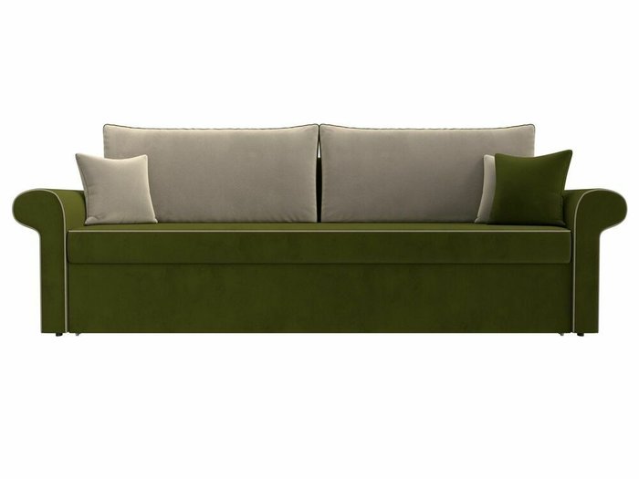 Прямой диван-кровать Милфорд бежево-зеленого цвета - купить Прямые диваны по цене 42990.0